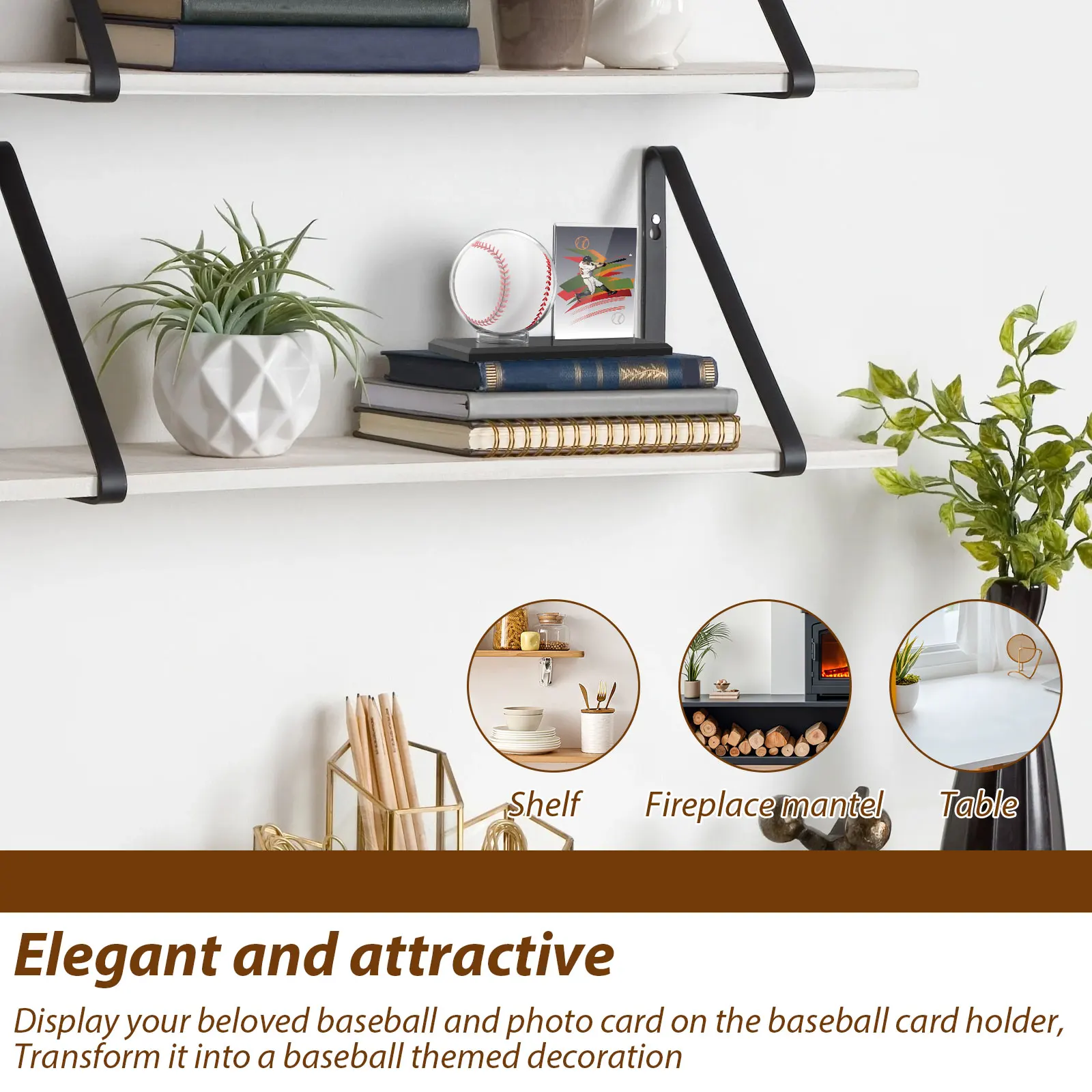 Acrylic Baseball Display Case Transparent Baseball Holder Stand with Card Stand for Collector Ball Protector Presenting