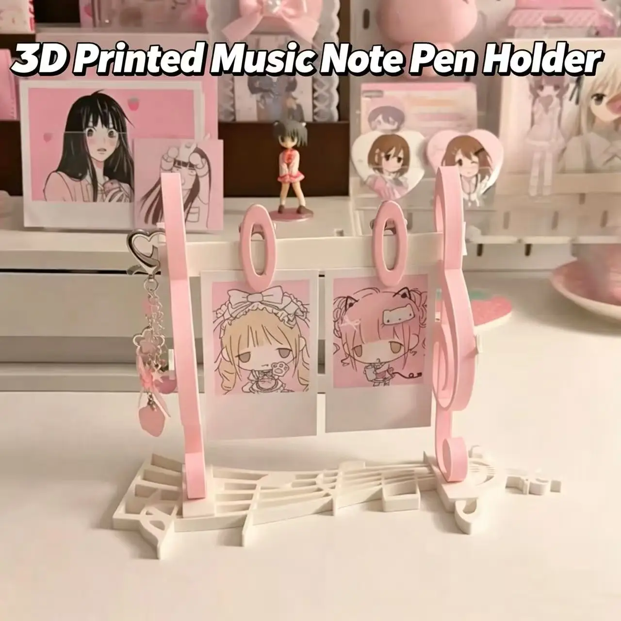 3D-gedruckter Musiknoten-Displayständer im koreanischen Stil, Ins-inspirierte Tischpostkarte, mädchenhaftes herzförmiges Dekorationsstück, niedliches Geschenk – Detail 14