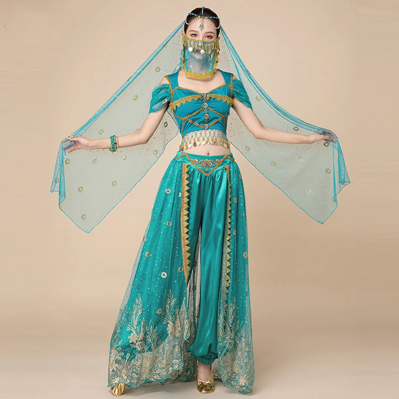 Adult Festival Arabian Princess Belly dance Costume Set Women Indian Bollywood Dancing Cosplay Halloween Jasmine Princess Fancy