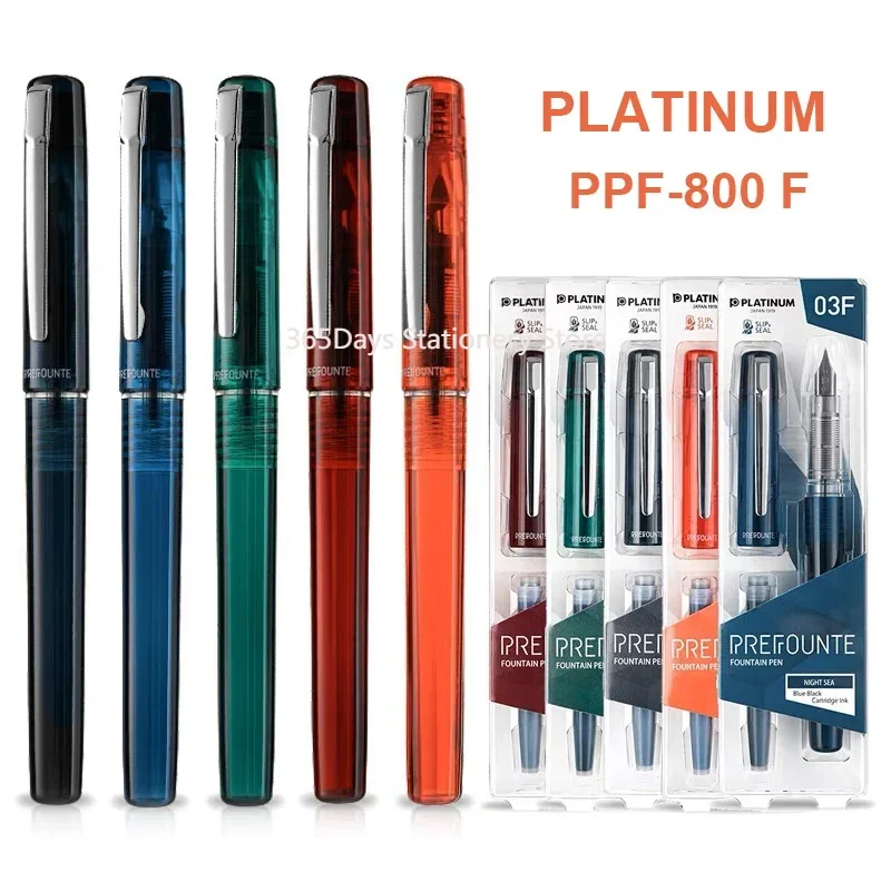 Original PLATINUM Fountain Pen PREFOUTE PPF-800 Resin 0.5mm Pen Nib Ink Student Writing Calligraphy Practice Business Gift Pen