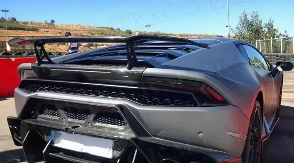 

Неокрашенный черный автомобильный задний бампер из углеродного волокна/FRP, спойлер для багажника, крылья багажника для Lamborghini Huracan LP580 LP610 2014-2018