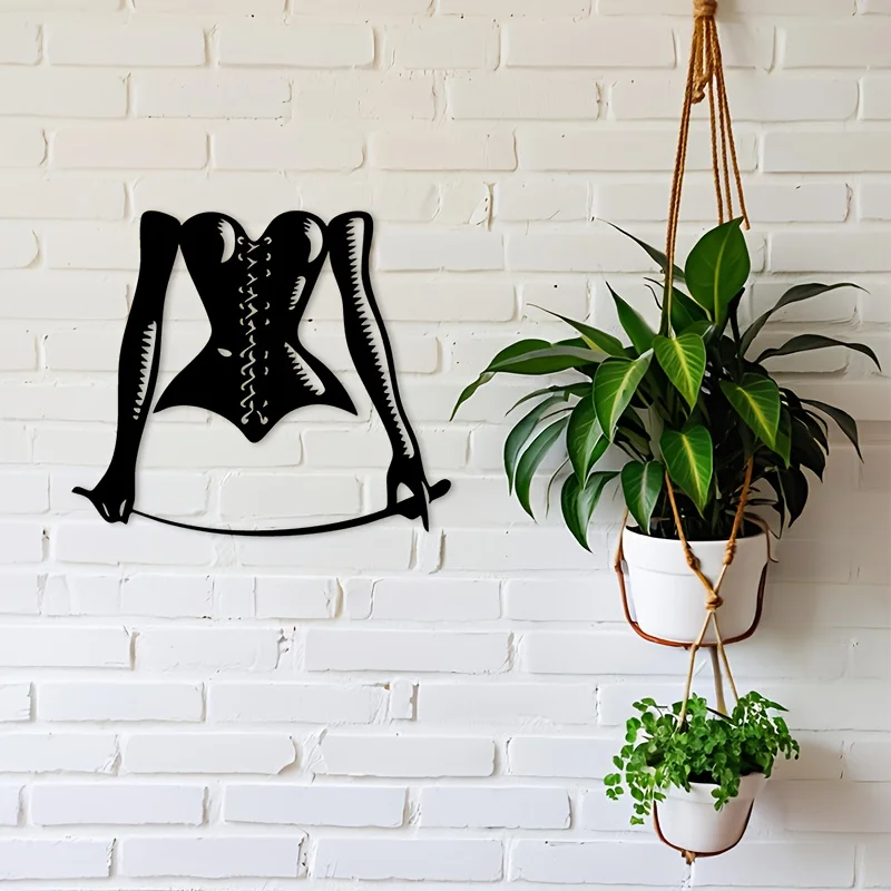 CIFBUY Iron Wall Art Corset Whip Metal Plaque Sign Silhouette Decor for Bedroom Living Room Bar Indoor Outdoor Home Decoration