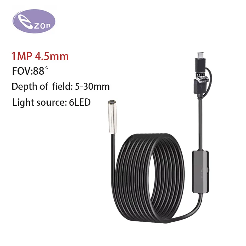 4.5mm Endoscope caméra d'inspection 3 en 1 Micro USB/type-c Mini caméra d'inspection pour Andriod étanche Pipeline Endoscope