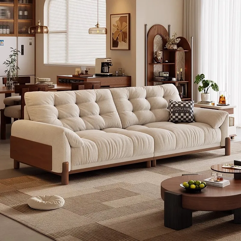 DSA  antique solid wood cloud fabric sofa small apartment living room simple chenille sofa