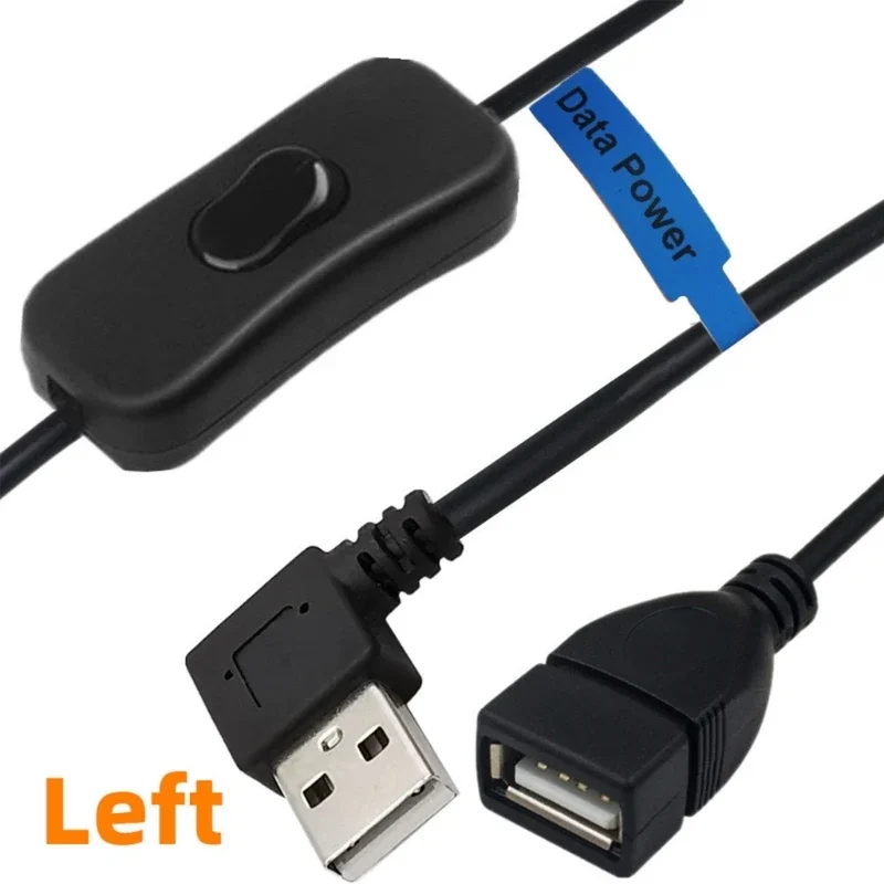 USB 2.0 A Male To Female 90 Angled Right/left/down/up Extension Charging Charger Data Cable with ON/Off Switch for Laptop LED