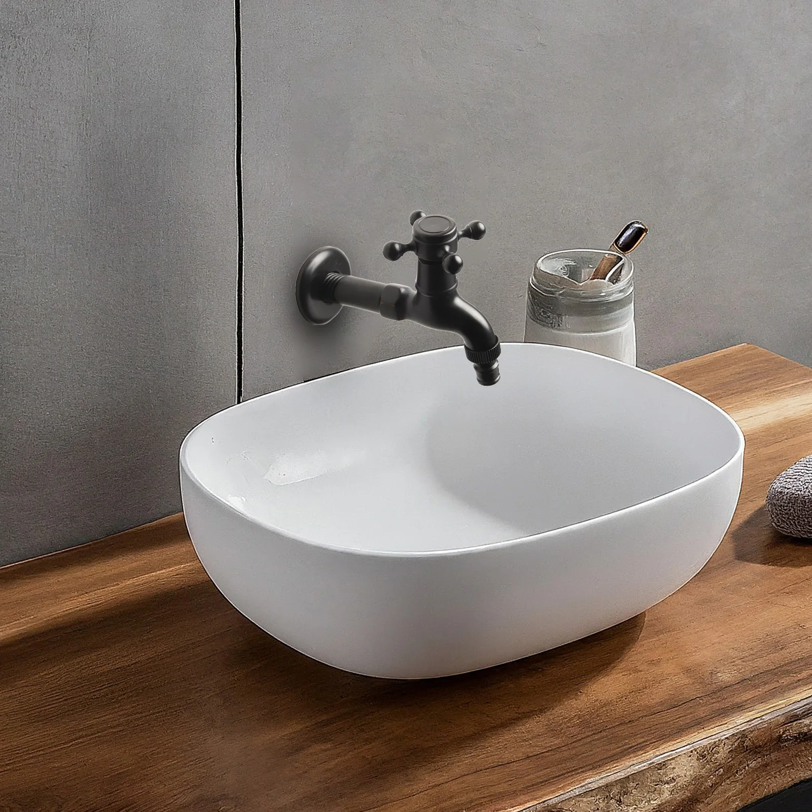 

Черный смеситель для ванной комнаты, антикварный смеситель с одной ручкой, крестовая ручка, встроенная конструкция, длительный срок службы, без утечек воды