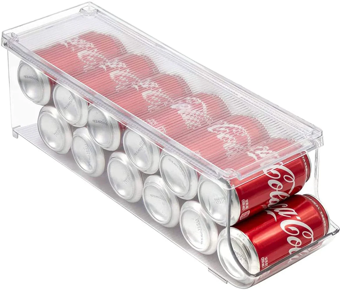 Sorbus Soda Can Organizer for Refrigerator Can Holder with Lid for Fridge, Pantry, Freezer, Holds 12 Cans, BPA-Free