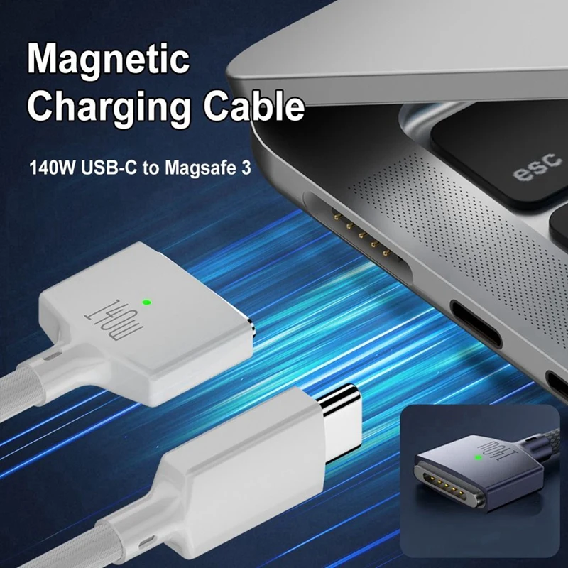 PD 140W Magsafe 3 Magnetic Fast Charger Cable Zinc Alloy Converter Line For  Air/Pro A2442/2485/2681