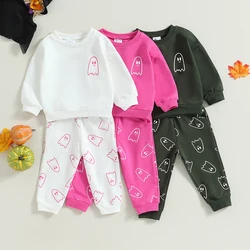 VISgogo Toddler Girls Boys Halloween Fall Outfits Ghost Print Crew Neck Long Sleeve Sweatshirts and Long Pants 2Pcs Clothes Set