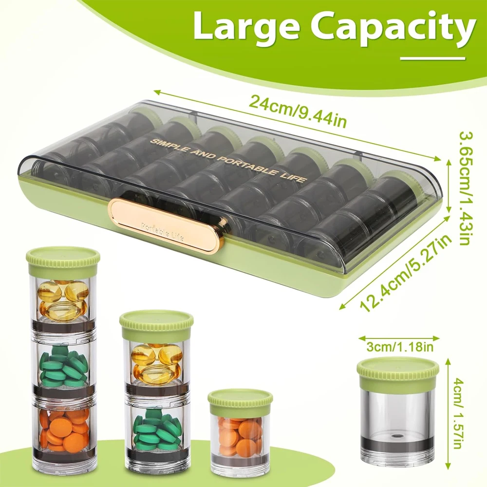 Pill Organizer 3 Times a Day,Daily Pill Box Container with 21 Compartments,Large Weekly Medicine Case 7 Day