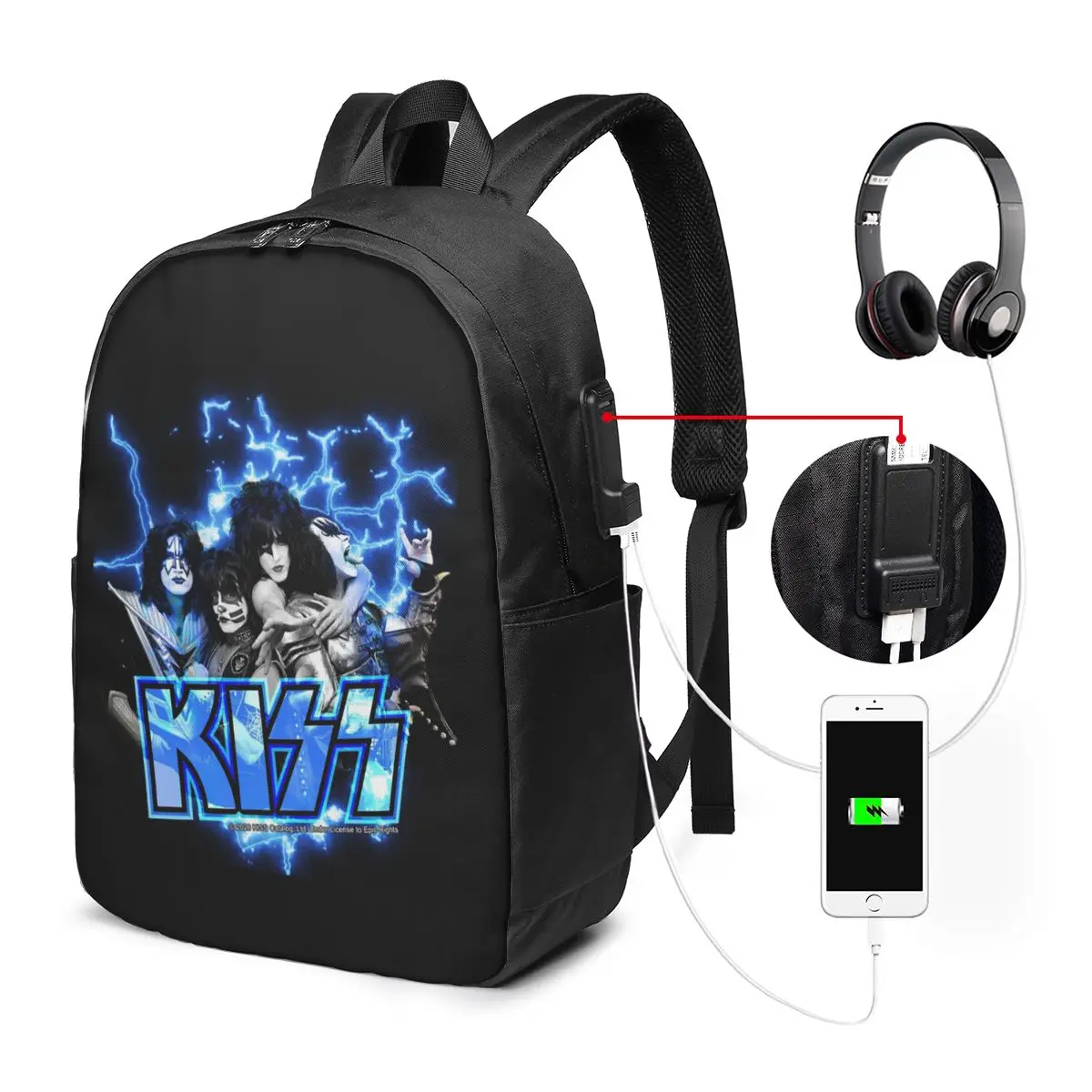 

Kiss Rock Band Retor Backpack Travel Notebook Bag Computer College Student School Bag Laptop Shoulder Bags for Men Women
