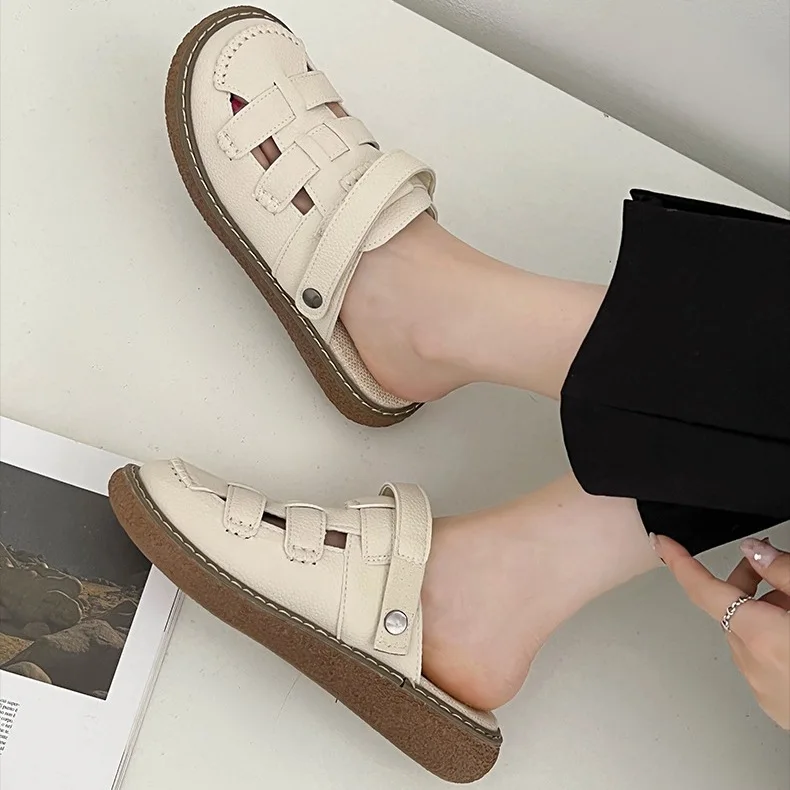 2023 New Summer And Autumn Casual Simple Woven Platform Sandals Women's White All-match Roman Shoes