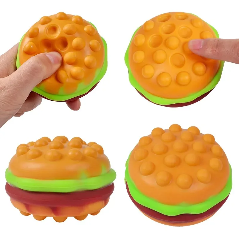 

Hamburger Pop Fidget Toys Шарики для снятия стресса для детей Сенсорные игрушки для аутизма Сжимаемые игрушки для снятия стресса Декомпрессионные шарики Подарок для детей