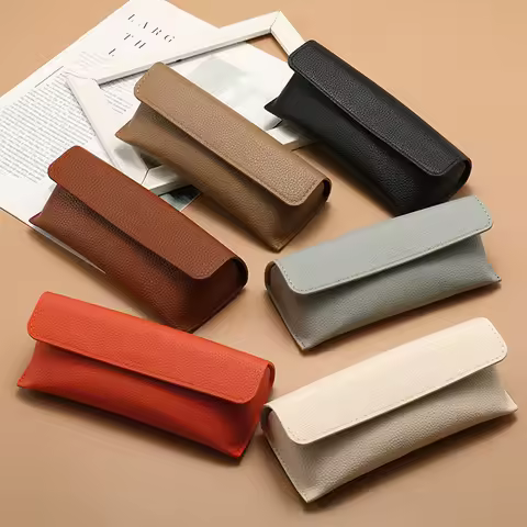 Minimalist PU Leather Sunglasses Case Soft Portable Eyeglass Pouch Multi Color For Men Women Glasses Box Protector Accessory