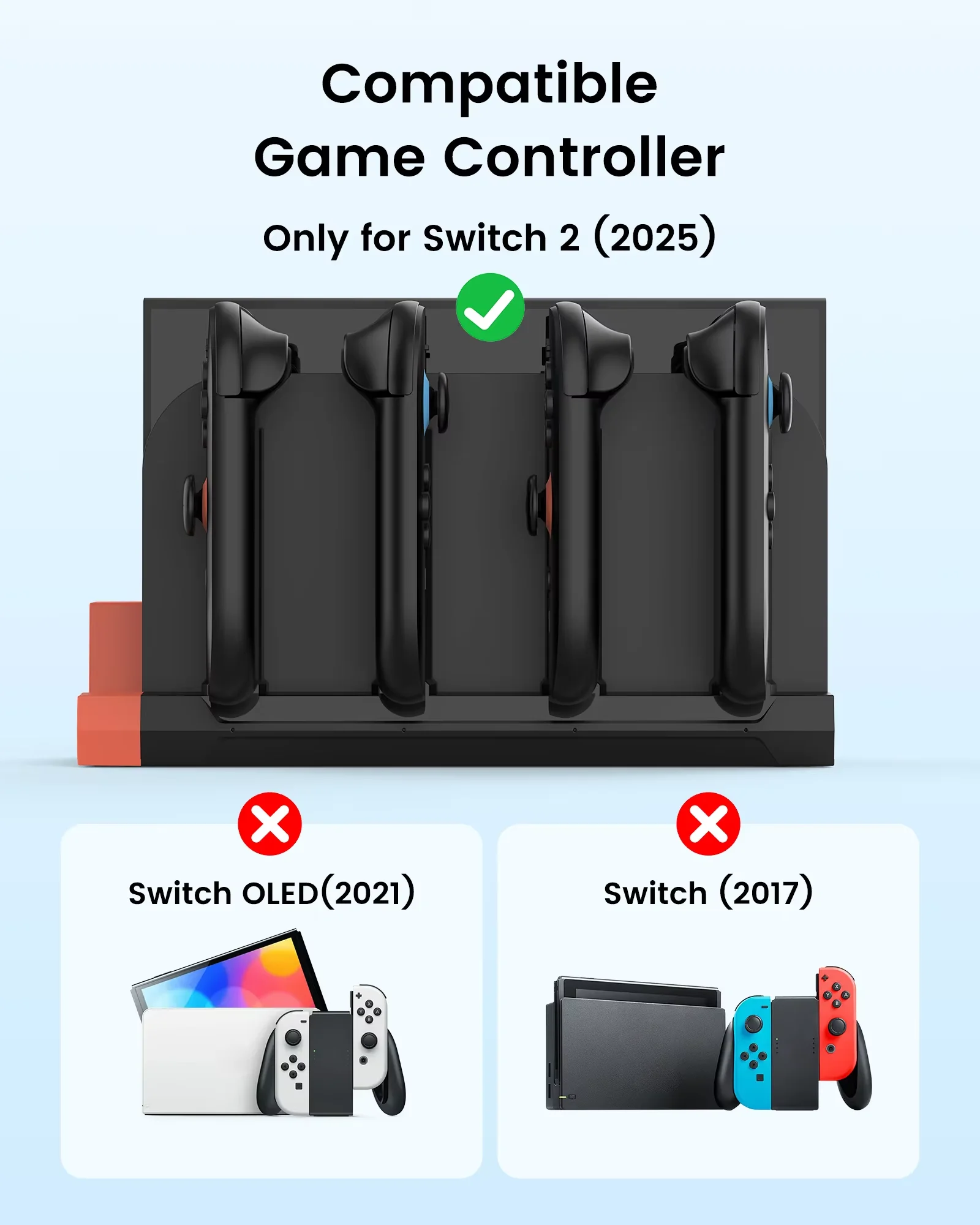 Multi-Functional Charging Dock S73-013 for Switch 2 Gamepad,Game Controller Charger Stand Holder with LED Indicator