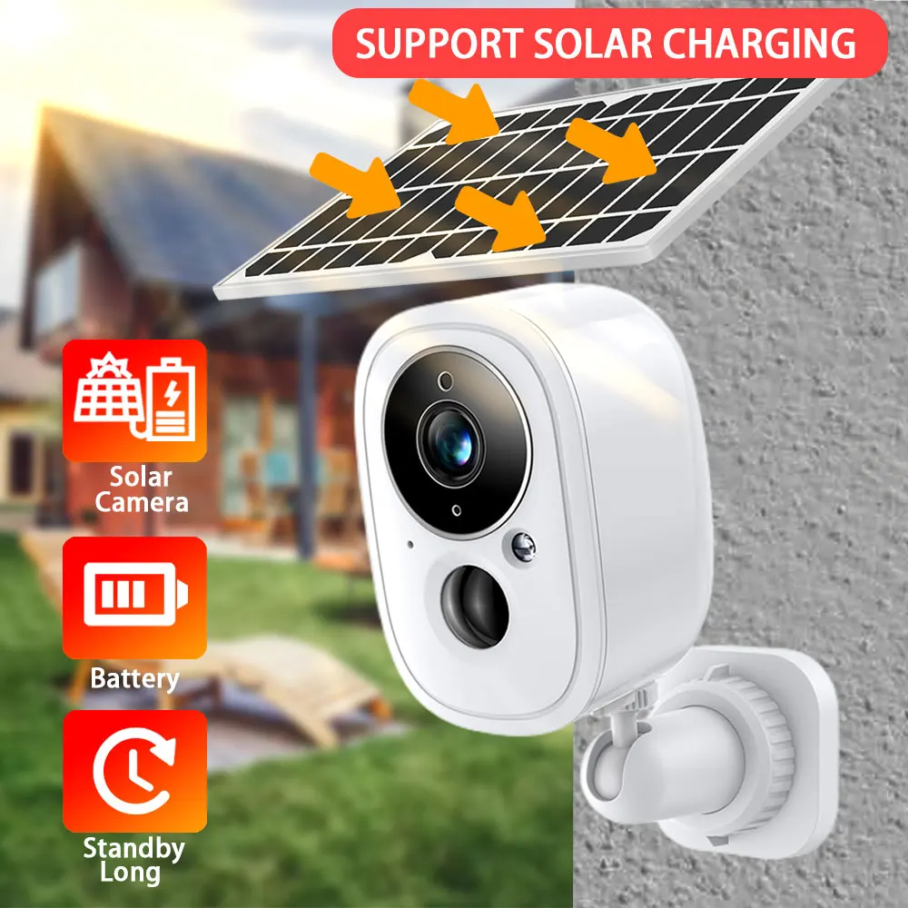 Tuya 5MP HD Wireless Outdoor IP66 Waterproof Wifi Home CCTV Solar Panel Recharge Li-Batteries solar surveillance camera Motion