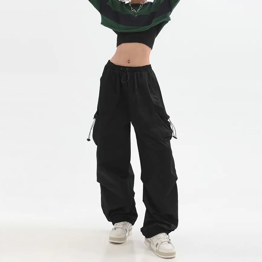 

Spring Summer Oversize Women's Cargo Pants Solid Color Elastic Waist Baggy Pants Harajuku Casual Woman Clothing