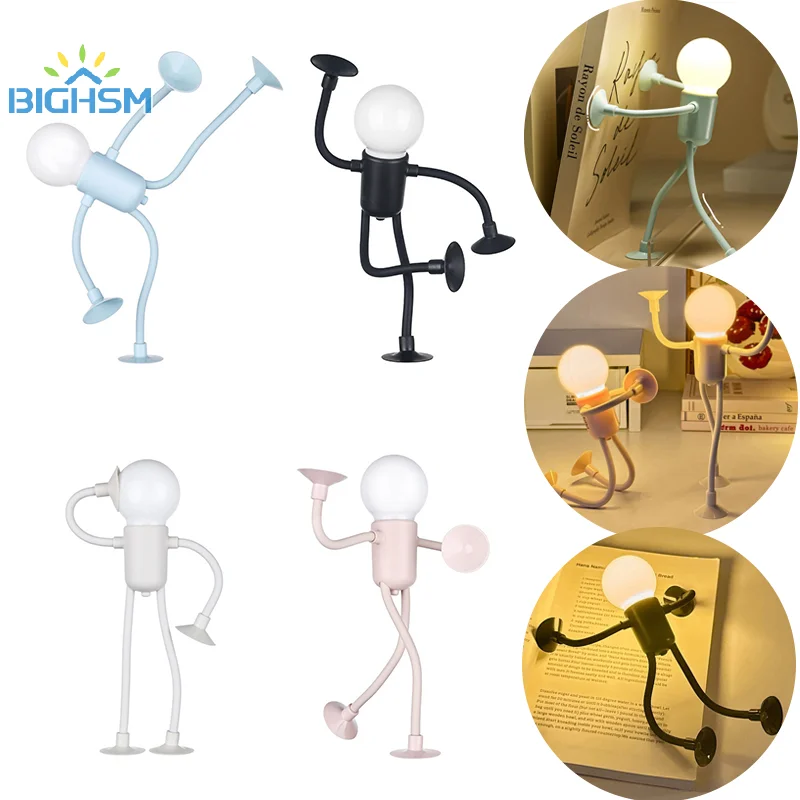 Lampe de bureau polyvalente à piles bouton, forme interchangeable, veilleuse drôle de sportif, mini lumière créative, ornement, adsorption sous vide