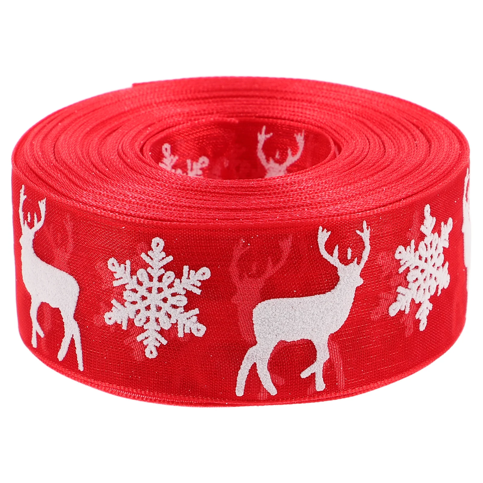 

1 Roll 10M Soft Strong Christmas Ribbon with Deer Pattern Holiday Gift Wrap Craft Supply for DIY Home Party Decor Red