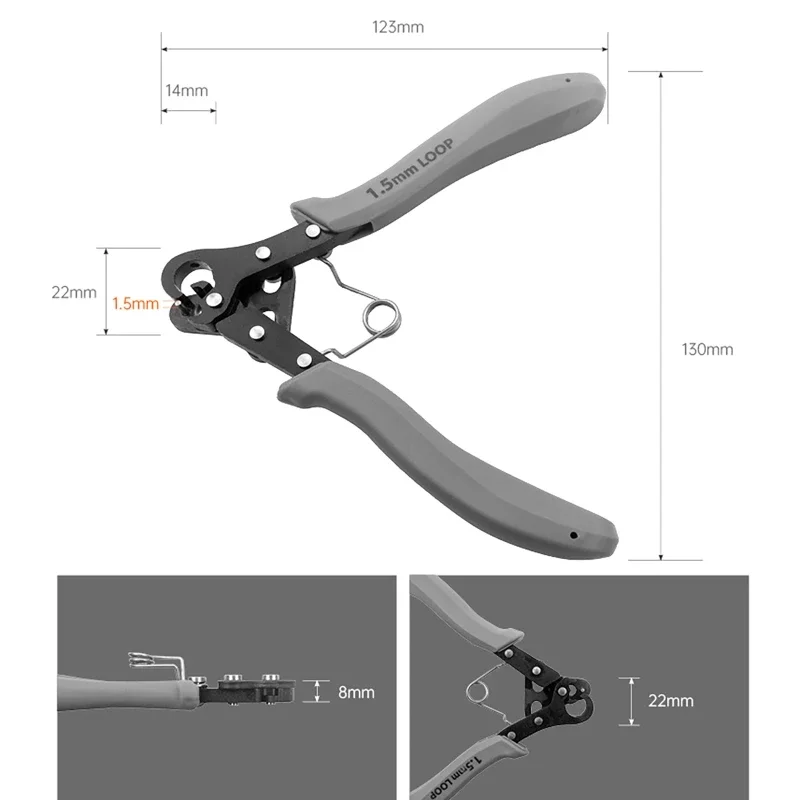 ワイヤーリング巻き取り用ワイヤーローリングプライヤー 1.5mm 2.25mm 3mm ワイヤー巻き曲げ修理 ジュエリー製作ツール 丸ノーズプライヤー