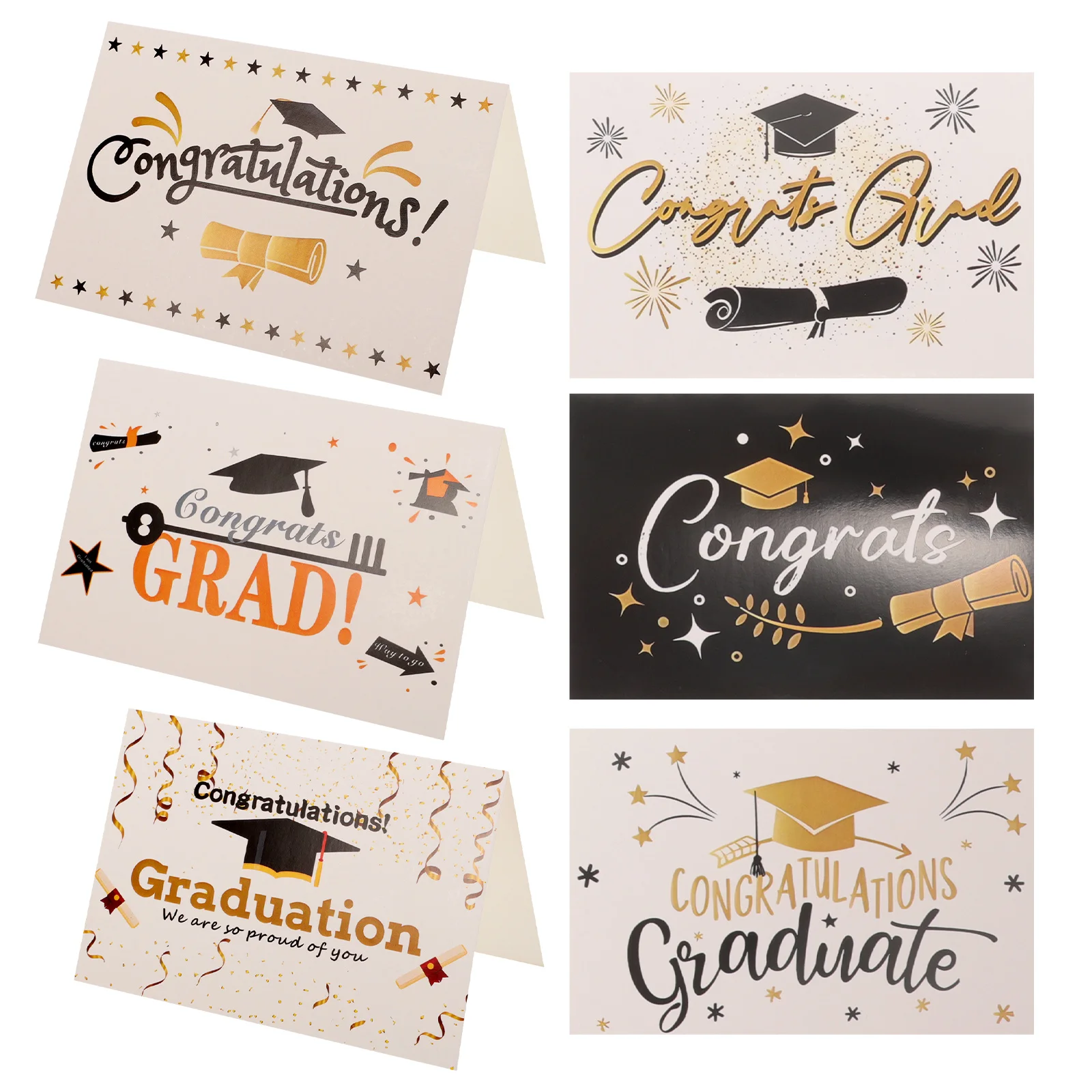 

6 set Graduation Congrats Cards Creative Exquisite Greeting For Party Invitation School Present Wishes Card Paper Gift Delicate
