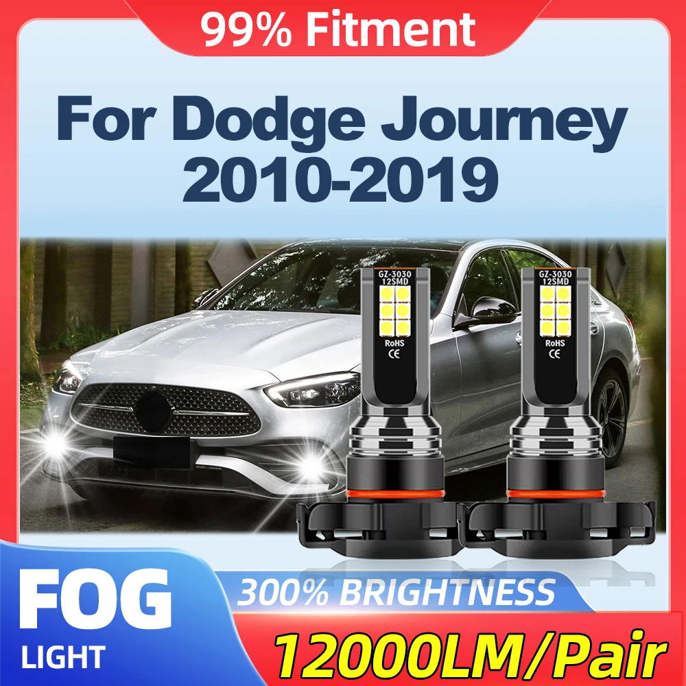 2Pcs 100W LED Car Lights Bulbs 12000LM Fanless Wireless Auto Fog Lamps 12V For Dodge Journey 2010-2014 2015 2016 2017 2018 2019