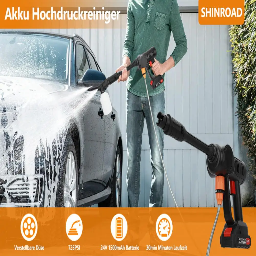 180w Brushless High Pressure Car Washer Gun Electric Garden Washing Water Wash Spray Gun With 2 Batteries 1 Charger Bucket Pipe