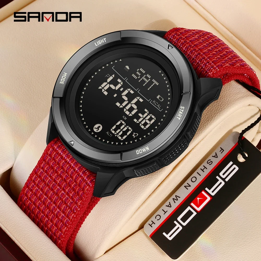 SANDA 2197 Leisure Student Electronic Watch Counter Compass Waterproof Multi functional Waterproof LED Electronic Watch 2025