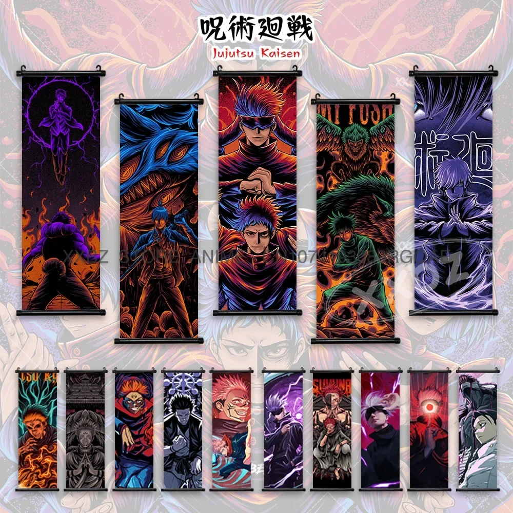 

Jujutsu Kaisen Anime Poster Itadori Yuji Wall Art Fushiguro Megumi Room Decor Gojo Satoru Hanging Painting Nobara Scroll Picture