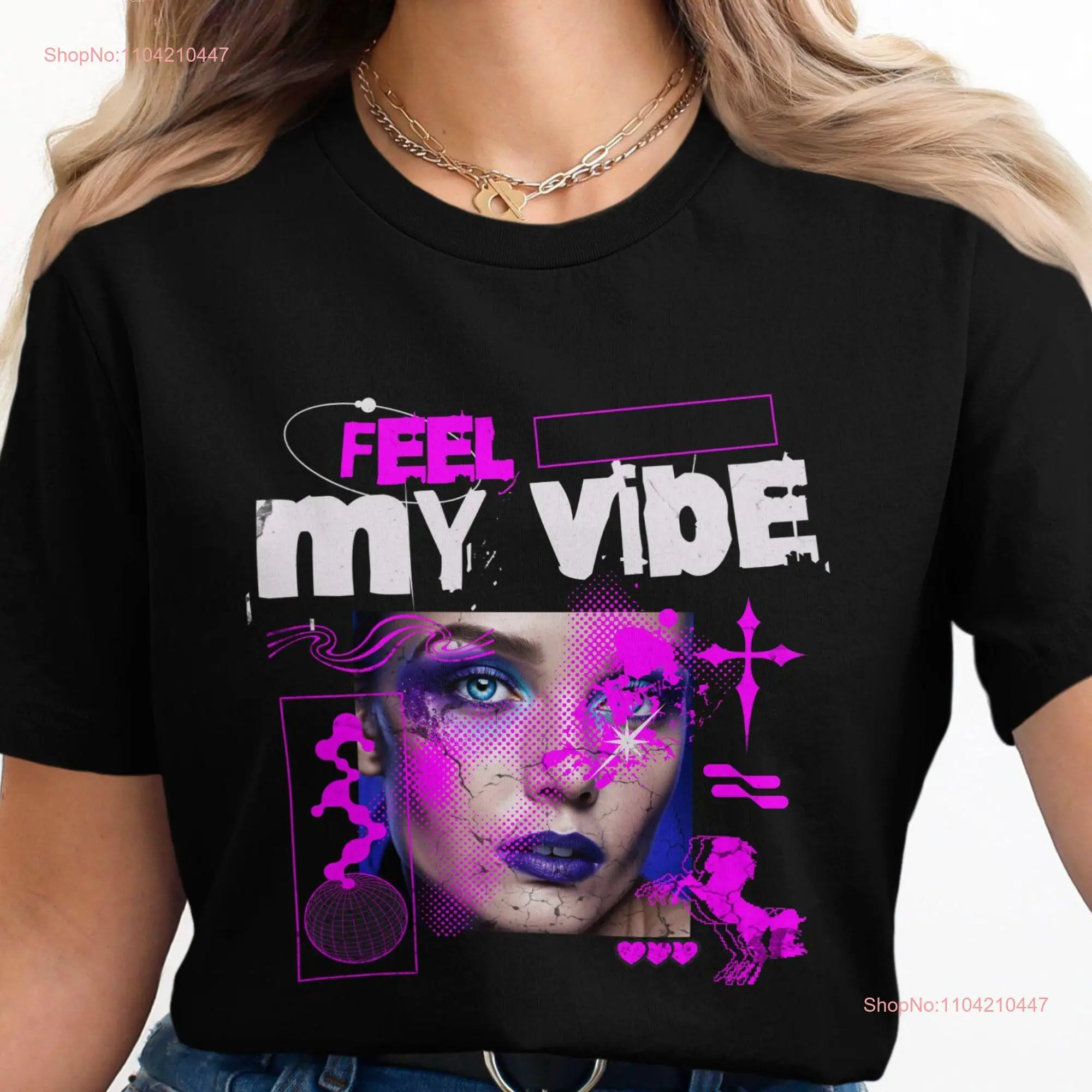 Feel My Vibe T Shirt Abstract Art Unique Artistic Design Trendy Fashion Streetwear long or short sleeves