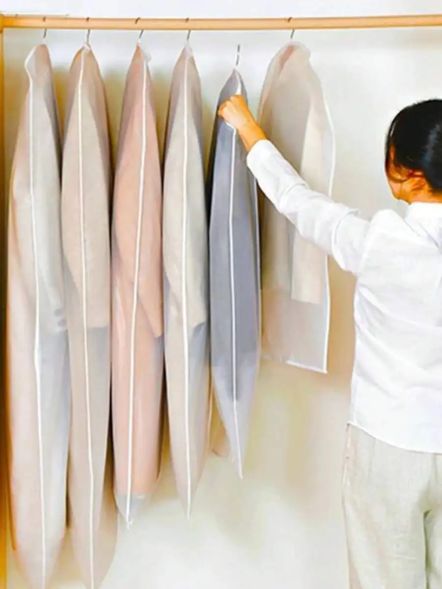 

Hanging Garment Bags With Zipper Dustproof Waterproof Clothes Cover For Closet Storage