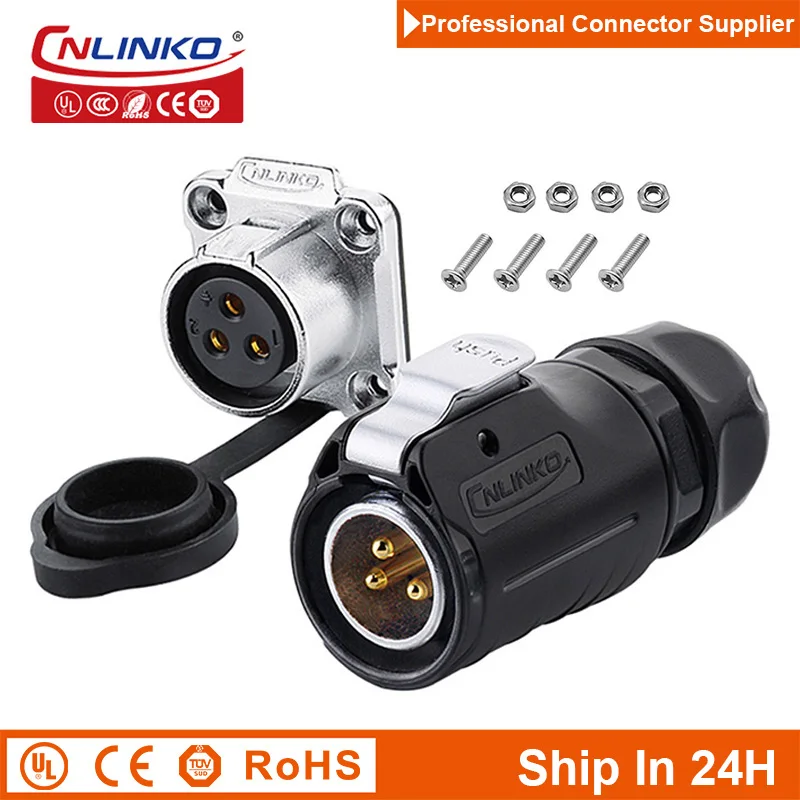 

Cnlinko LP20 Waterproof 3Pin M20 Aviation Wire Cable Contact Power Connector Plug Socket Joint for Vehicle Truck Boat New Energy