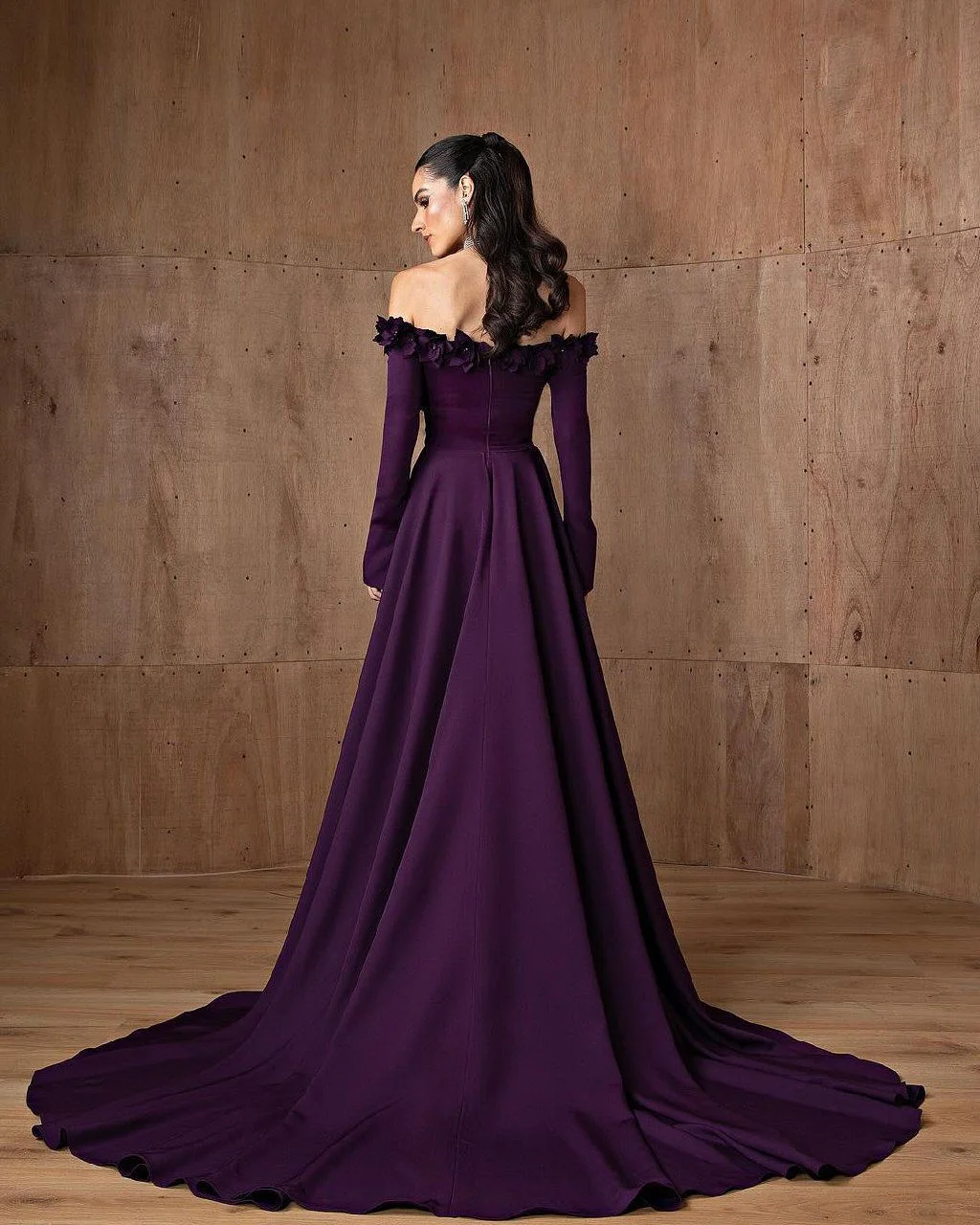 Вечернее платье из джерси с вырезом лодочкой по индивидуальному заказу, с открытыми плечами и длинными рукавами, платья для выпускного вечера с аппликациями и кристаллами, вечерние платья со шлейфом