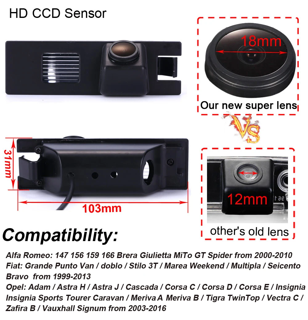 HD Car rear view Camera For Opel Adam / Astra H/ Astra J/ Cascada / Corsa C / Corsa D/ Corsa E / Insignia Sports Tourer Caravan