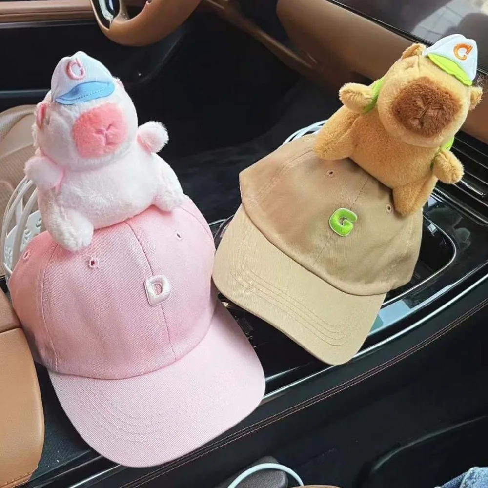 

Breathable Capybara Baseball Cap Embroidered Letters Cotton Children Peaked Cap Plush Doll Lightweight Kids Sunscreen Hat
