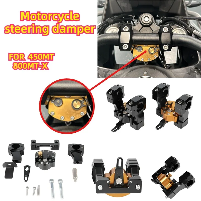 Amortiguador de Dirección para Motocicleta 450MT 800MT-X, Estabilizador de Manillar Antivibración de Aluminio CNC, Soporte de Amortiguador de Dirección
