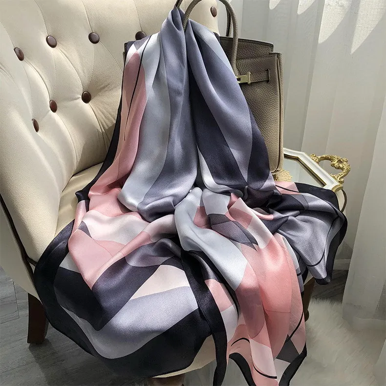 2025 Brand 100% Pure Silk Scarf Women Luxury Hangzhou Real Silk Wraps For Ladies Print Shawls Foulard Femme Natural Silk Scarves