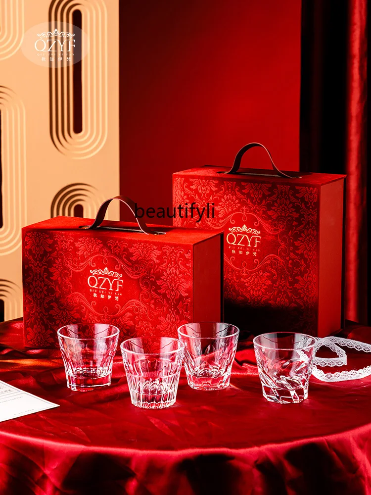 High-end light luxury whiskey wine glass foreign wine glass wine set gift box wedding souvenir