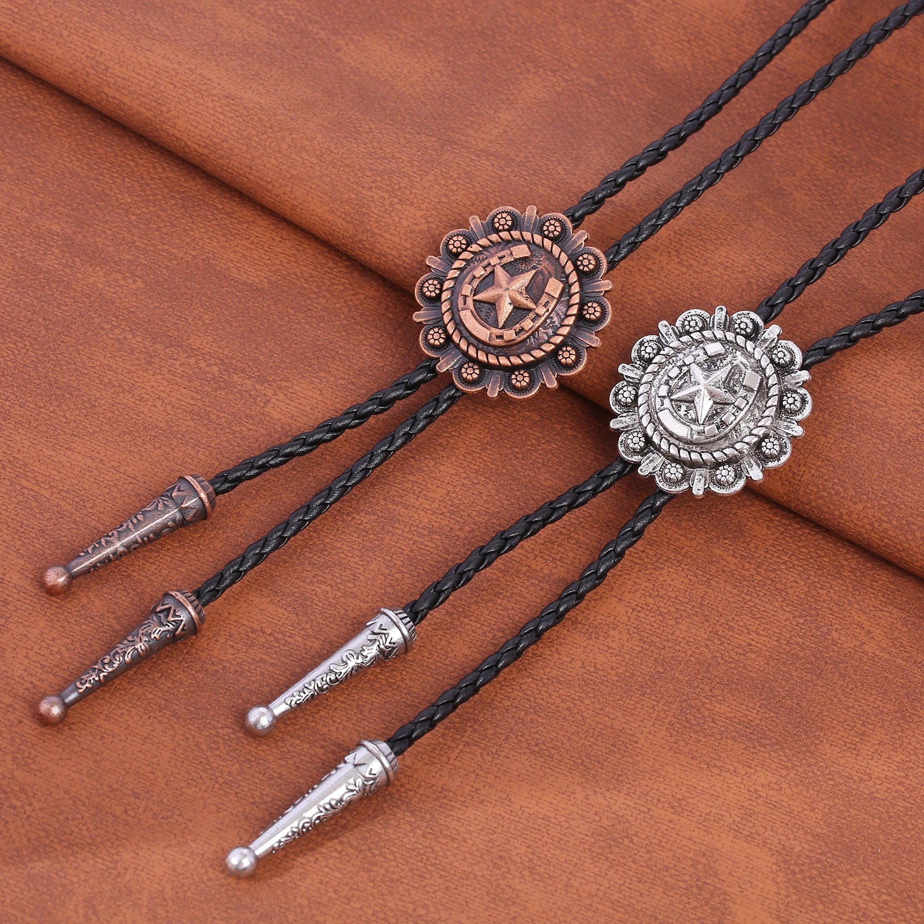 New TEXAS pentagram bolo tie