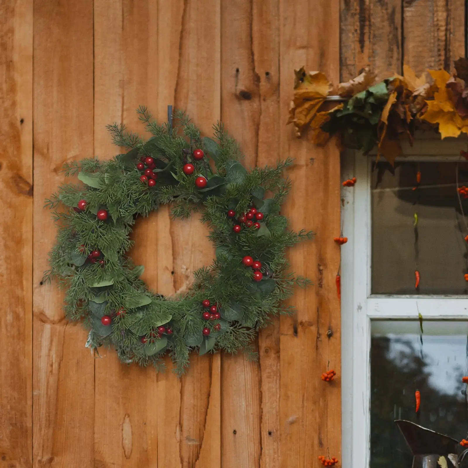 Kerstkrans Groene Bladeren Kerstdecoratie voor Winterfeestvenster