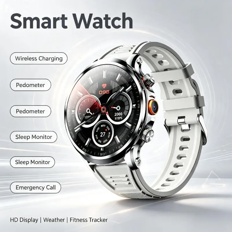 New H18 Smartwatch 1.95 Inch HD Spherical Screen 128GB WIFI GPS Independent Calling Fitness Sports Watch
