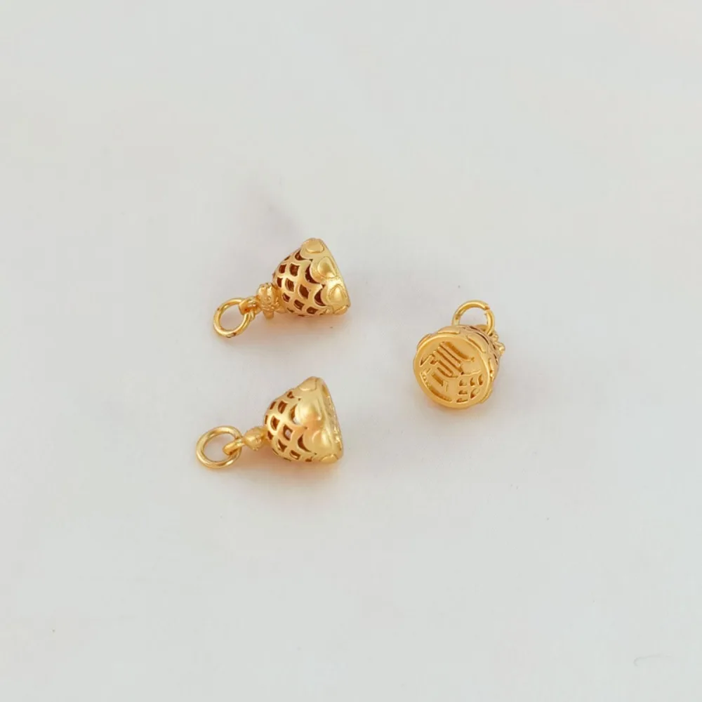 Ancient-style Golden Little Fish Accessories Sand Gold Hollowed-out Birdcage Bottom Pendant Bracelet Pendant DIY Jewelry
