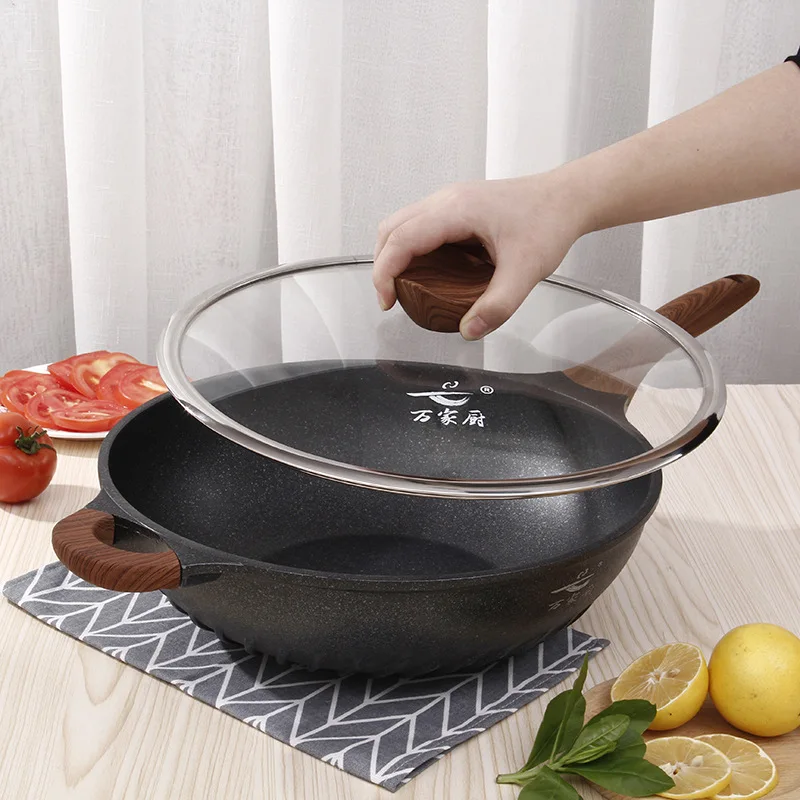 

Traditional Chinese Wok Kitchen Accessories Cooking Non Stick Pot Frying Pan With Lid Wok Cooking Pot Jogo De Panela Cookware BC