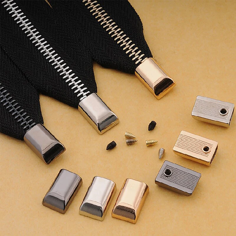 10Pcs Metal Zipper Stopper Zipper Tail Clip Stop Tail Plug Head With Screw Diy Sewing Leather Hardware Craft Clothing Accesories