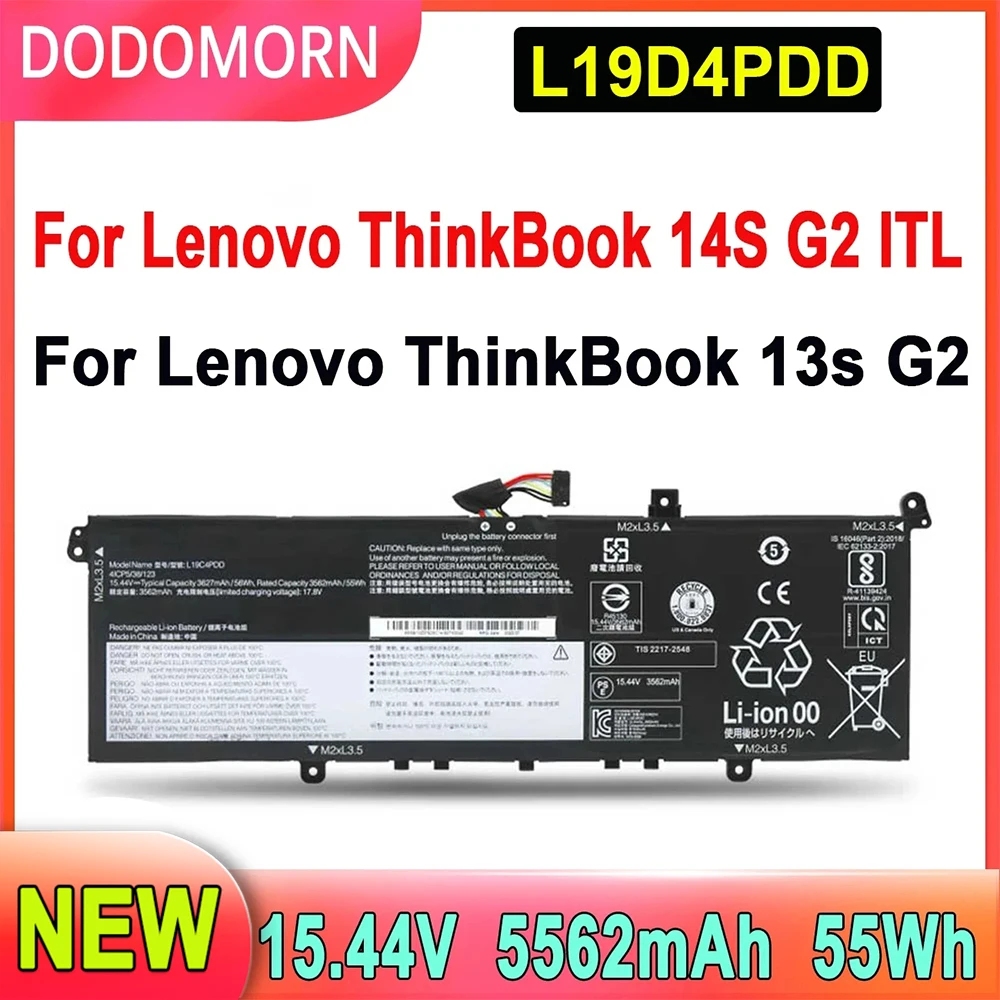 DODOMORN L19D4PDD Laptop Batterij Voor Lenovo ThinkBook 13S 14S G2 ITL Serie 5B10Z37621 SB10Z37619 5B10Z37617 2 Jaar Garantie