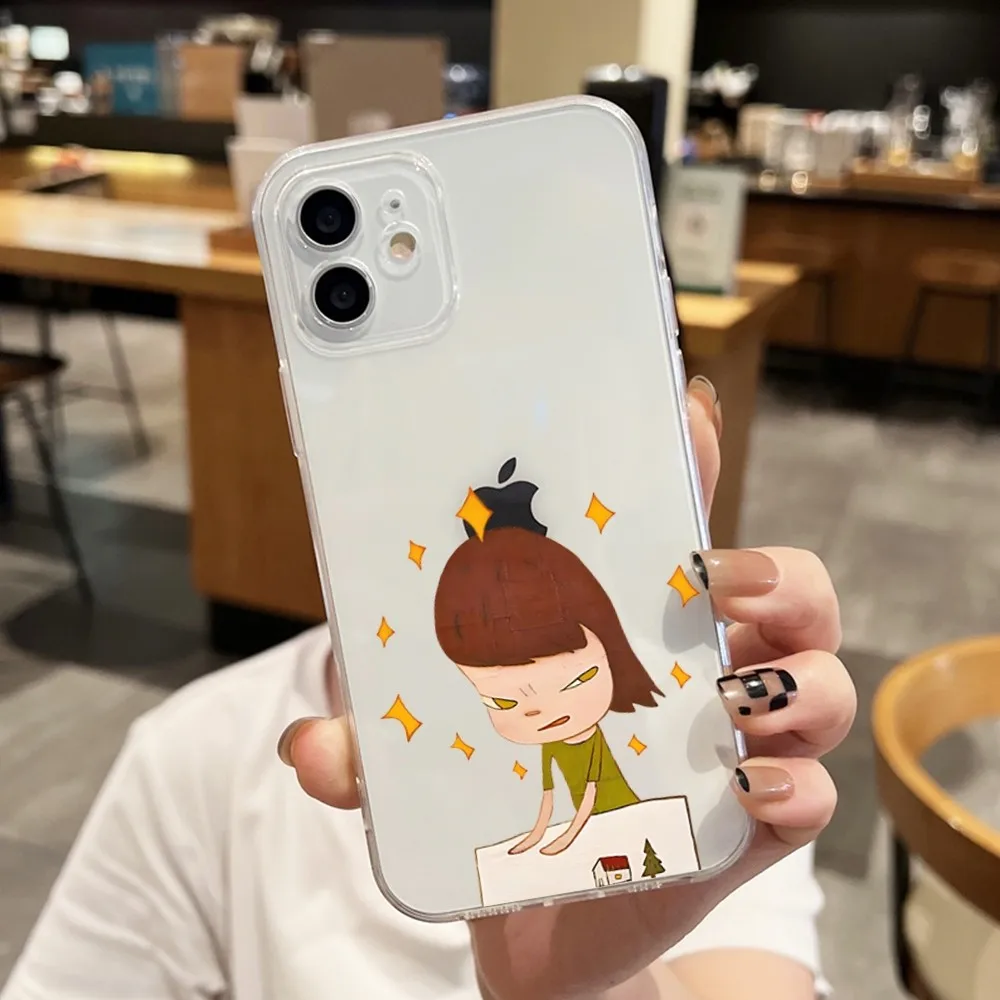 Yoshitomo Nara Art Painting Phone Case For Iphone 15 11 13 14 Pro Max 7 8 Plus X Xr Xs Max 16pro 12mini Transparent Cover