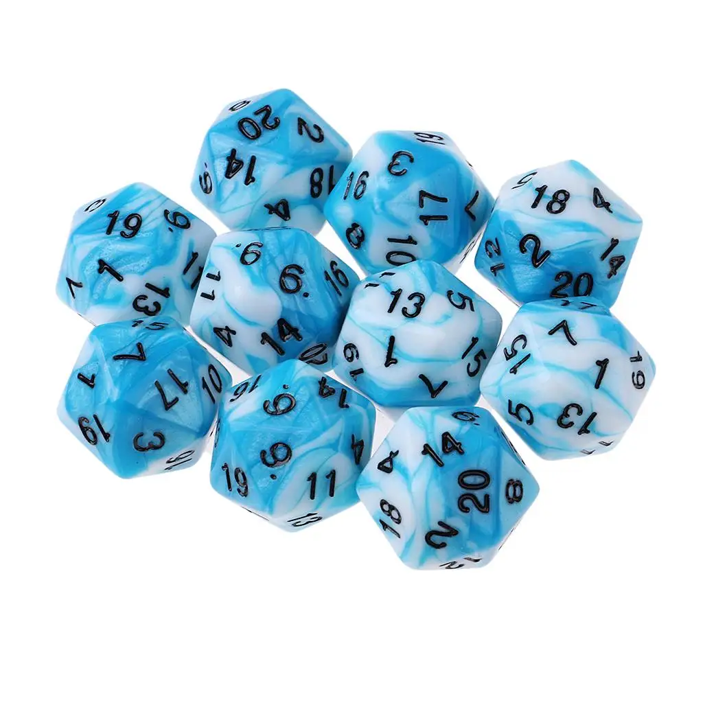 10pcs 20 Sided D20 Dice Polyhedral Dices Numbers Dials Desktop for D&D Games 16mm DND RPG MTG Dice Family Party Kids Game House