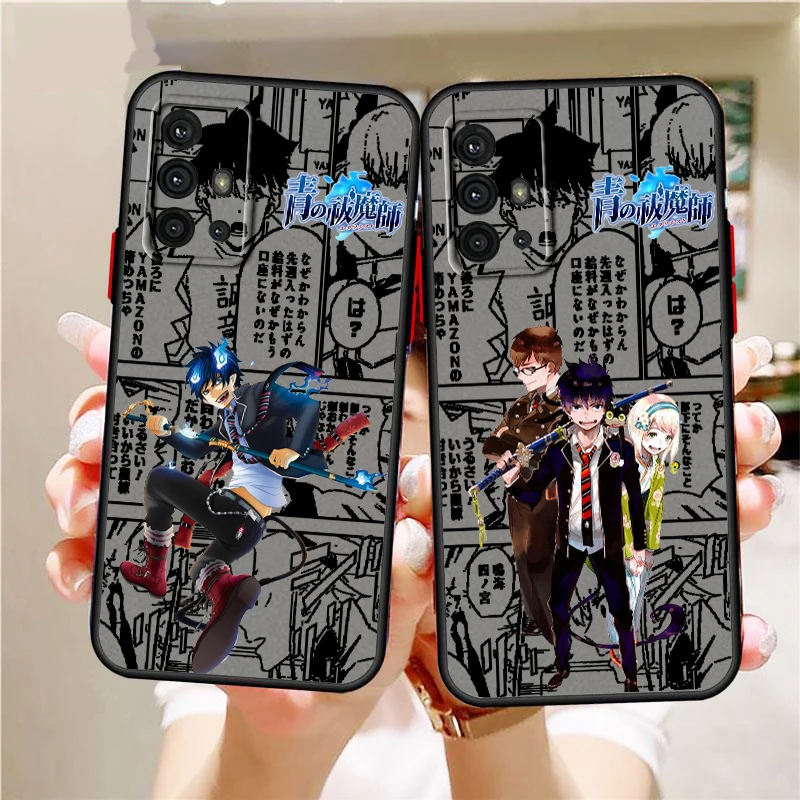 Blue Exorcist Anime Art Frosted Translucent For Samsung Galaxy S24 S23 S22 S21 S20 FE S10 S9 S8 Plus Ultra Pro 5G Funda