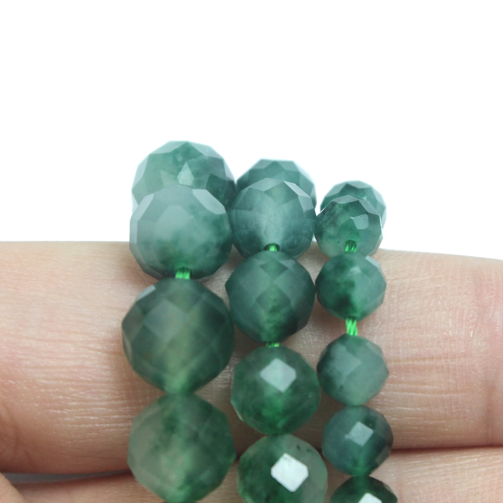 Natural Stone Green Jades Beads With Cut Surfaces for Jewelry Making Strand DIY Bracelet Necklace Jewelry Loose Beads 6/810mm view 4