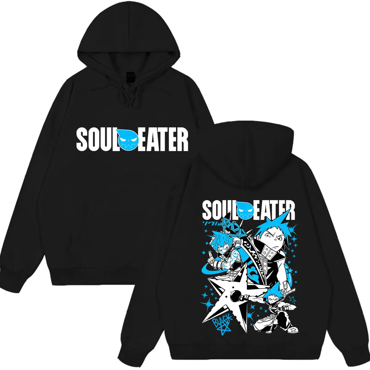 Anime Soul Eater T Shirts Black Star Manga Hoodies Men Women Fashion Funny Sweatshirts Long Sleeves Pullovers Winter Streetwears